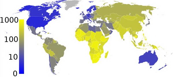 Распространение туберкулеза в 2007 году