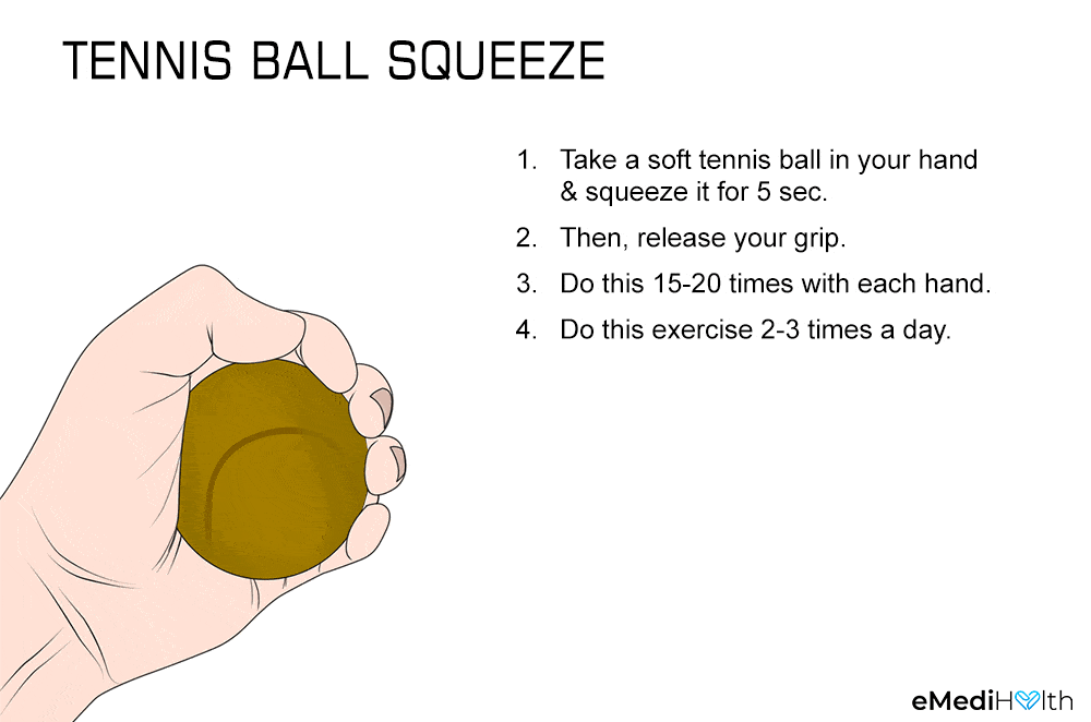 Tennis ball squeeze